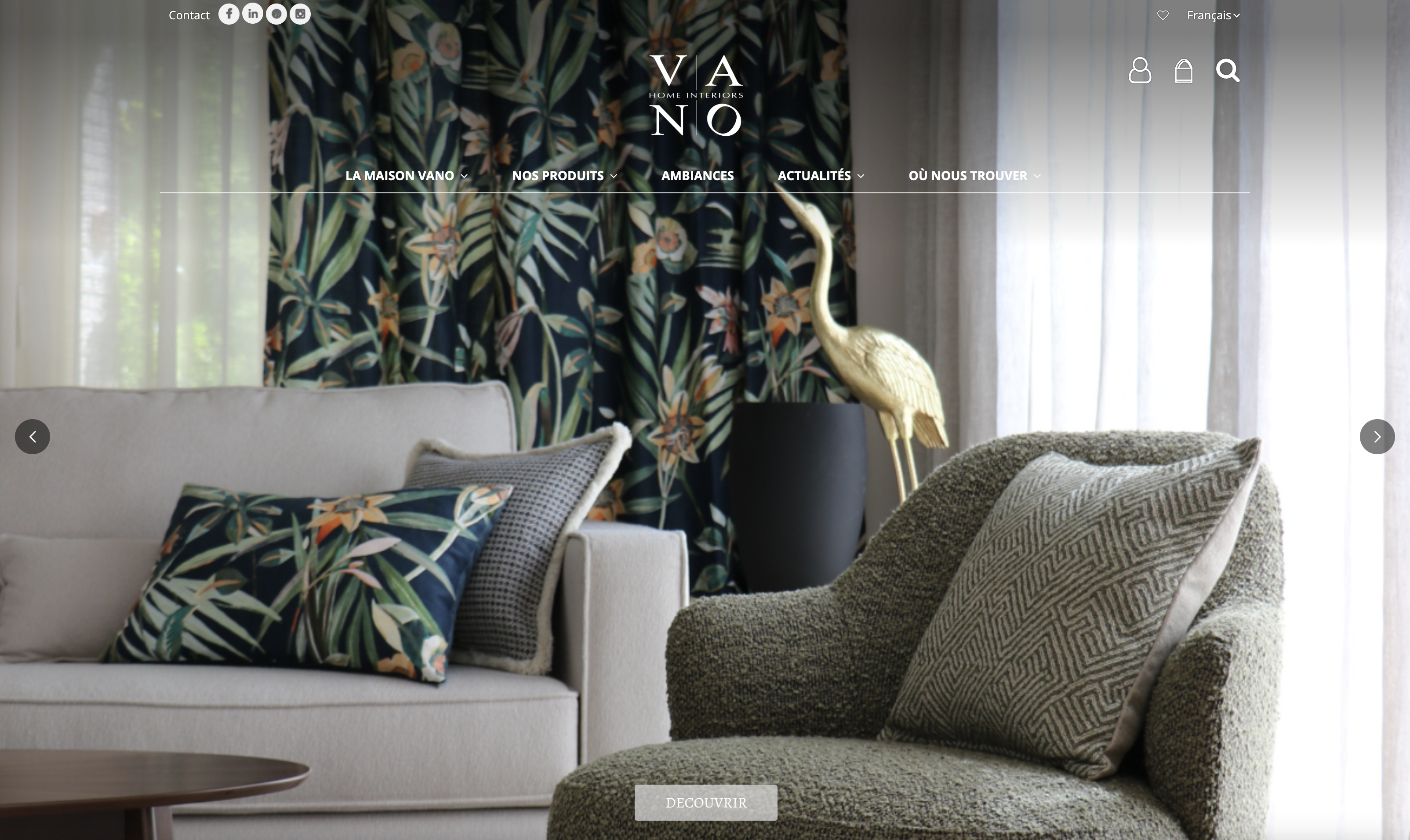 Capture d'écran du site internet de Vano