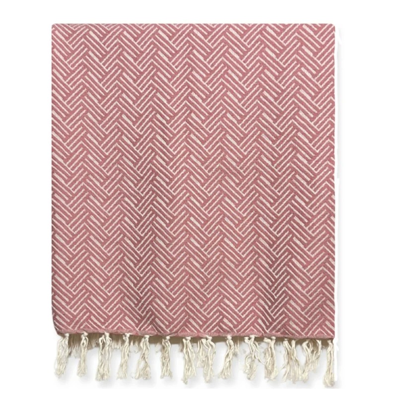 plaid vieux rose laine et coton