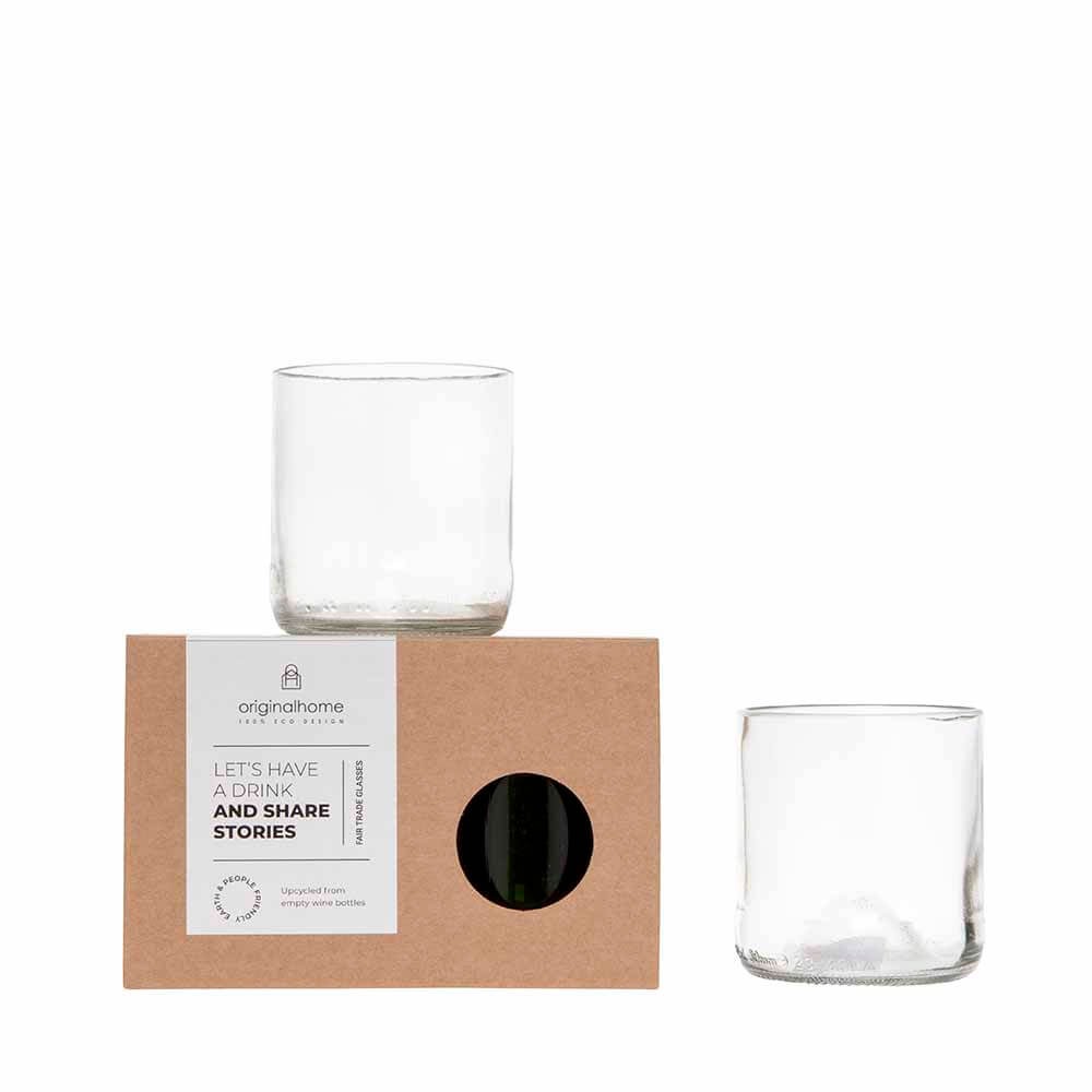 2 verres en bouteilles recyclées