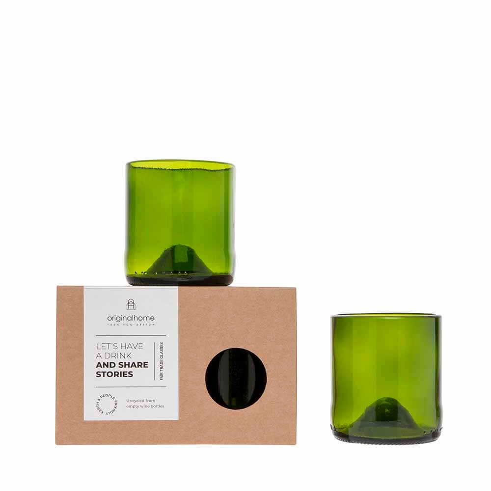 deux verres recyclé vert