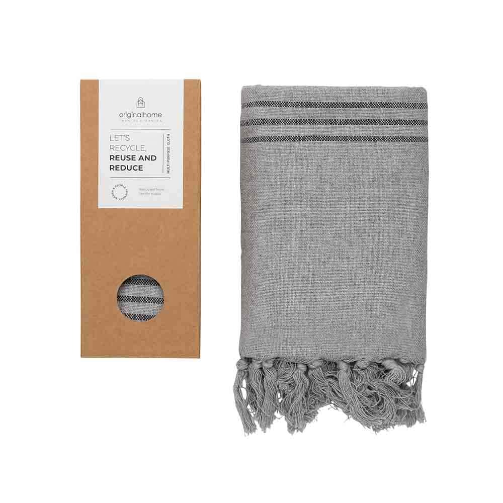 plaid gris avec 3 lignes noires